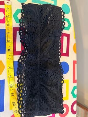 Aerie Black Lace Bandeau Bralette – Scalloped Boho Strapless Tube Top, Size L